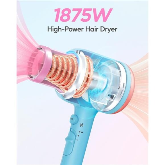 Wavytalk Hair Dryer with Diffuser, Blown Away Ionic Hair Dryer for Curly Hair - Picture 3 of 7